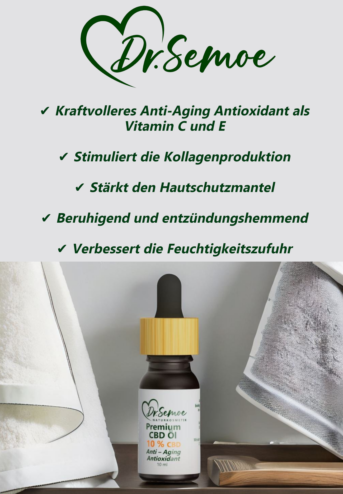Vielfältige Wirkung
Kraftvolle Anti-Aging Antioxidantien gegen die Hautalterung durch den alltäglichen oxidativen Stress
Beruhigend und entzündungshemmend für die Haut
Stärkt den natürlichen Säureschutzmantel der Haut durch eine Verminderung der Talgproduktion und hilft dem ph-Wert der Haut im Gleichgewicht zu bleiben
Essenzielle Nährstoffe für die Hautzellen für ein vitalisierenden und hydratisiertes Gefühl
Förderung der Kollagenproduktion für die Bildung von qualitativ hochwertigem Hautgewebe