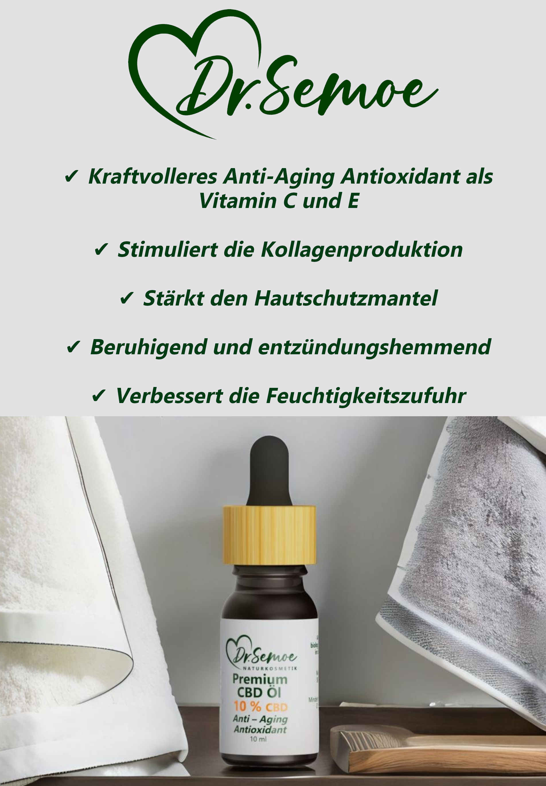 Vielfältige Wirkung
Kraftvolle Anti-Aging Antioxidantien gegen die Hautalterung durch den alltäglichen oxidativen Stress
Beruhigend und entzündungshemmend für die Haut
Stärkt den natürlichen Säureschutzmantel der Haut durch eine Verminderung der Talgproduktion und hilft dem ph-Wert der Haut im Gleichgewicht zu bleiben
Essenzielle Nährstoffe für die Hautzellen für ein vitalisierenden und hydratisiertes Gefühl
Förderung der Kollagenproduktion für die Bildung von qualitativ hochwertigem Hautgewebe