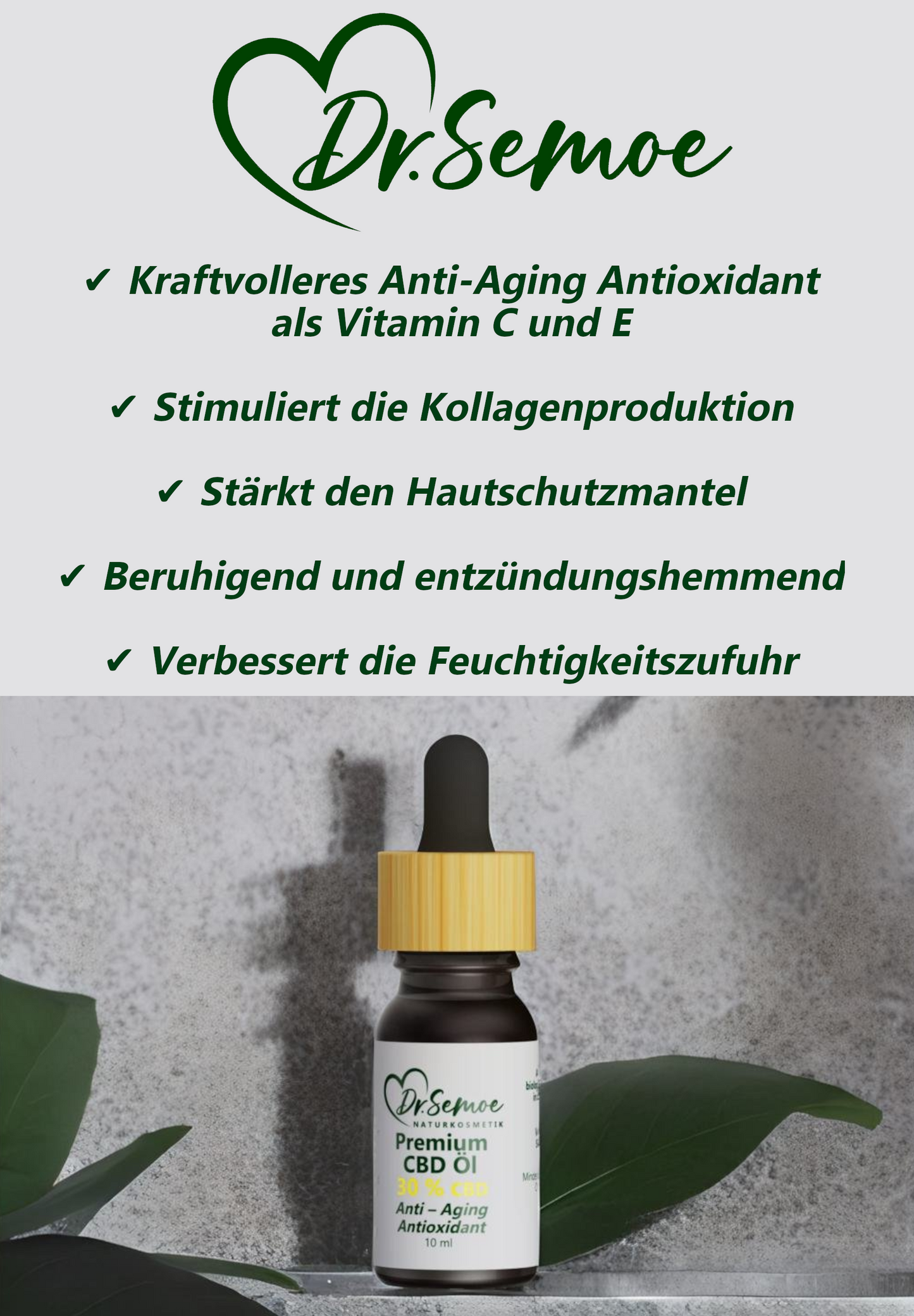 Vielfältige Wirkung
Kraftvolle Anti-Aging Antioxidantien gegen die Hautalterung durch den alltäglichen oxidativen Stress
Beruhigend und entzündungshemmend für die Haut
Stärkt den natürlichen Säureschutzmantel der Haut durch eine Verminderung der Talgproduktion und hilft dem ph-Wert der Haut im Gleichgewicht zu bleiben
Essenzielle Nährstoffe für die Hautzellen für ein vitalisierenden und hydratisiertes Gefühl
Förderung der Kollagenproduktion für die Bildung von qualitativ hochwertigem Hautgewebe