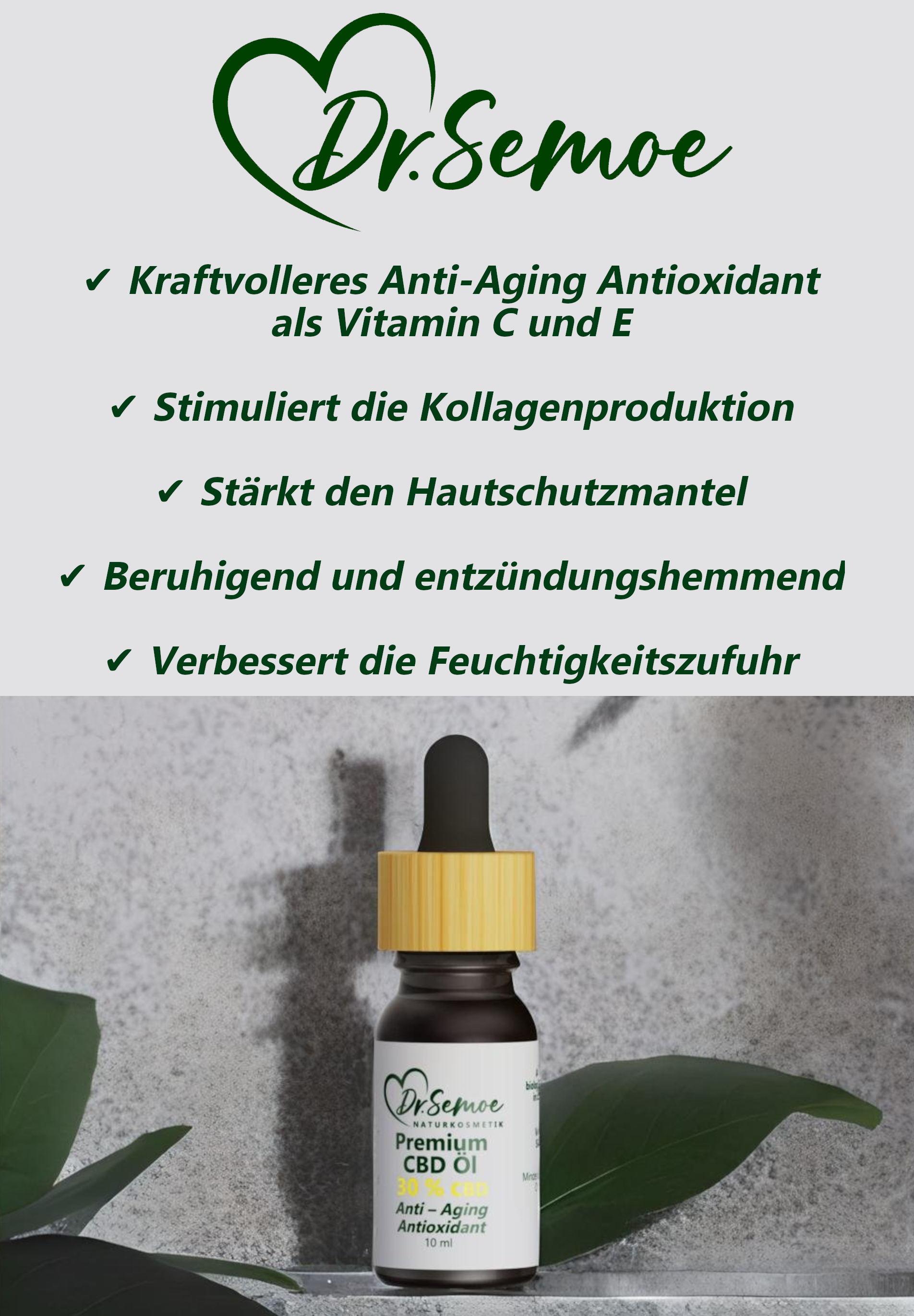 Vielfältige Wirkung
Kraftvolle Anti-Aging Antioxidantien gegen die Hautalterung durch den alltäglichen oxidativen Stress
Beruhigend und entzündungshemmend für die Haut
Stärkt den natürlichen Säureschutzmantel der Haut durch eine Verminderung der Talgproduktion und hilft dem ph-Wert der Haut im Gleichgewicht zu bleiben
Essenzielle Nährstoffe für die Hautzellen für ein vitalisierenden und hydratisiertes Gefühl
Förderung der Kollagenproduktion für die Bildung von qualitativ hochwertigem Hautgewebe
